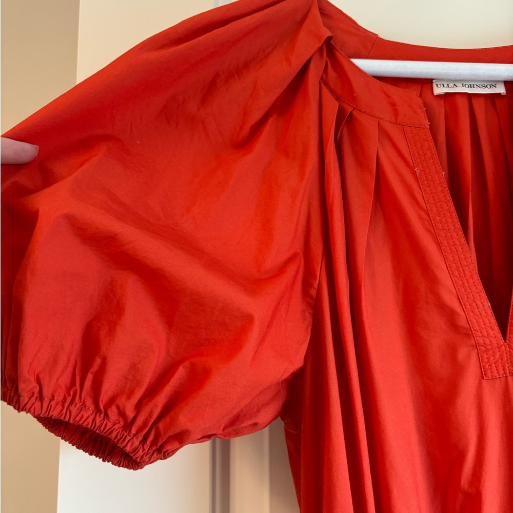 Ulla Johnson 100% Cotton Orange Puff Sleeve Tiere… - image 3